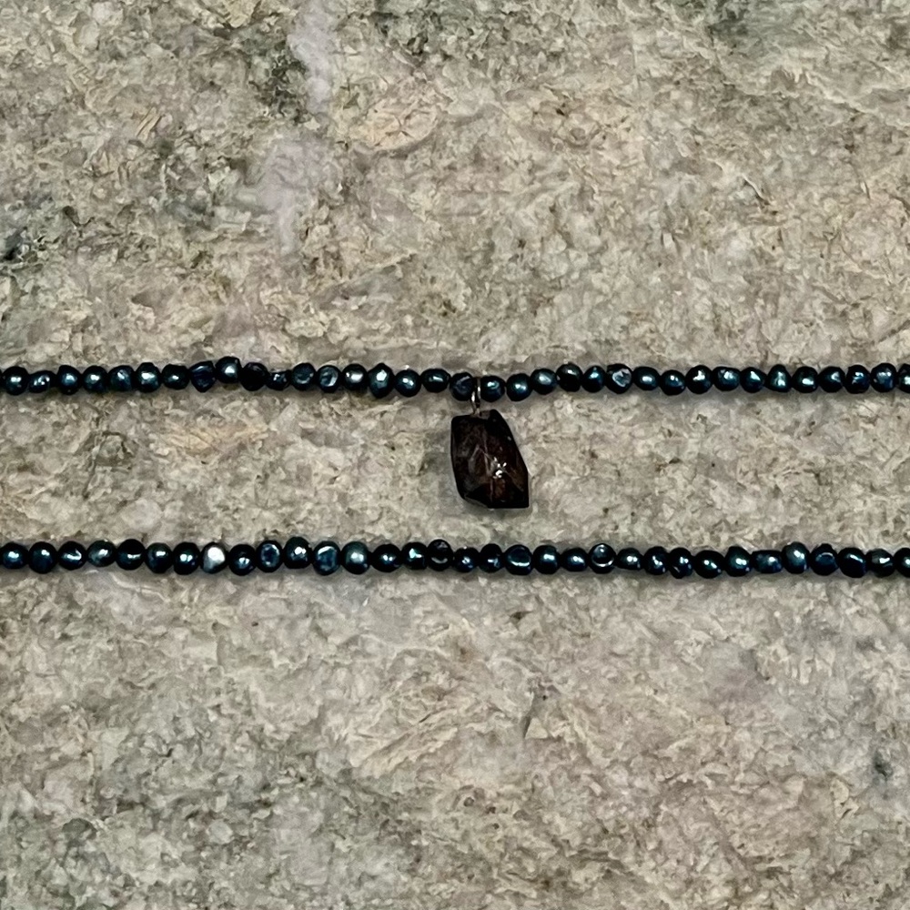 Blue Beaded and Amethyst Necklace and Bracelet